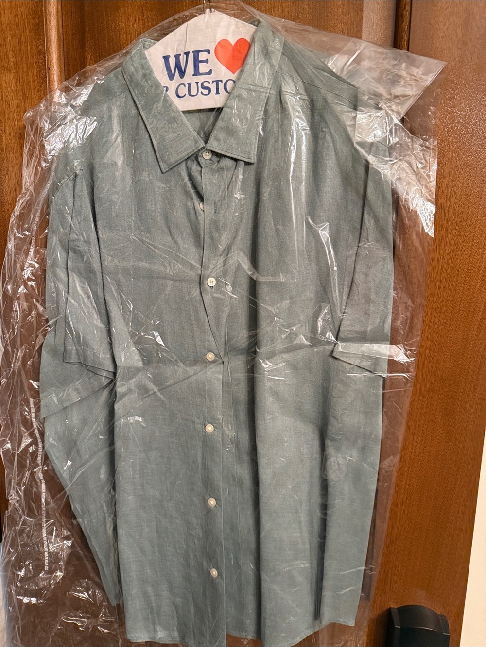 The Men's Store Bloomingdale’s Sage Green Linen shirt